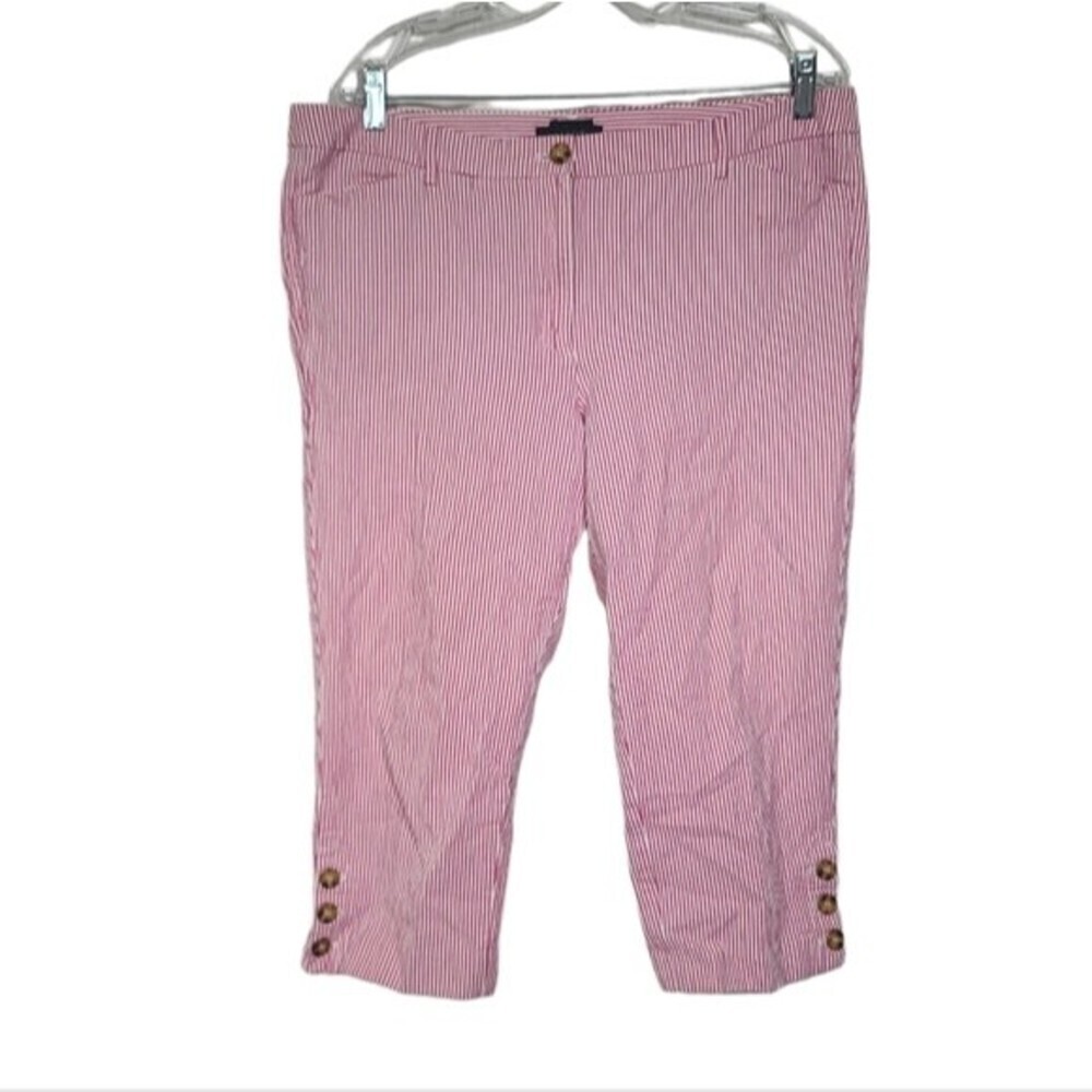 Talbots The Perfect Skimmer Seersucker Striped Capris 16